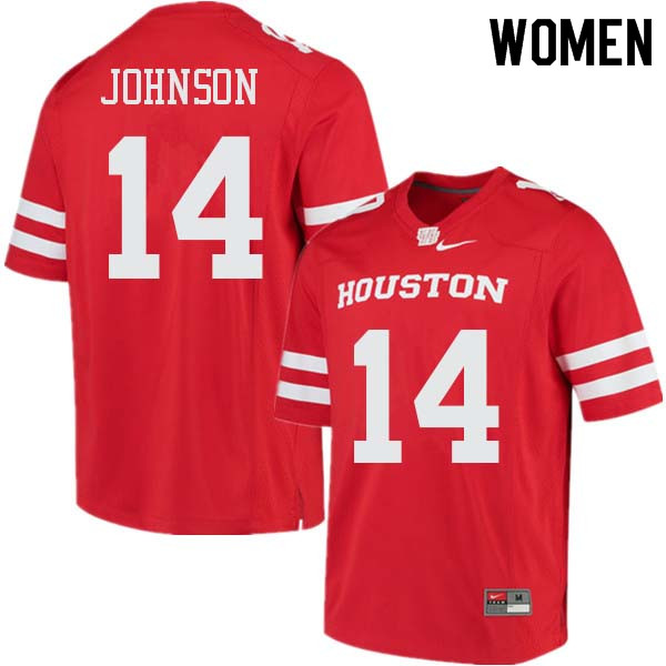 Women #14 Isaiah Johnson Houston Cougars College Football Jerseys Sale-Red - Click Image to Close